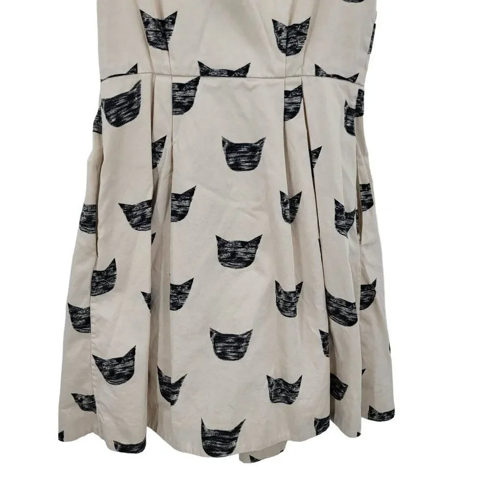 Anthropologie Leah Reena Goren Feline Karma Cat Mini Dress 0 Novelty Fit Flare - Picture 4 of 12